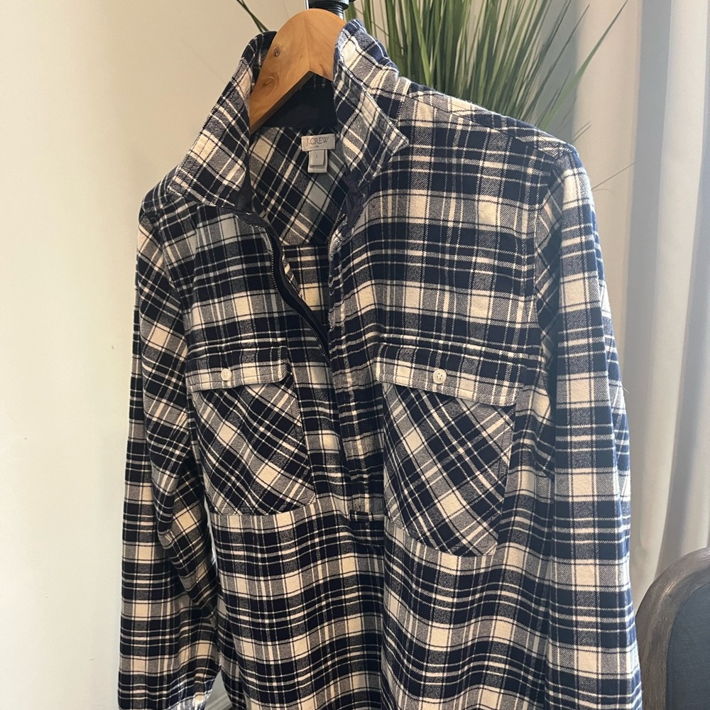 🎾J. Crew Popover Half Zip Flannel shirt